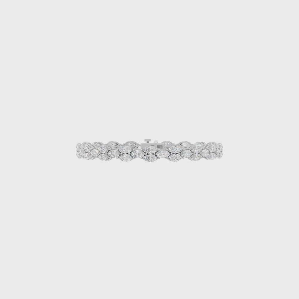 Premium Floral Lattice Bracelet with East West Marquise Cut Lab Created Diamond