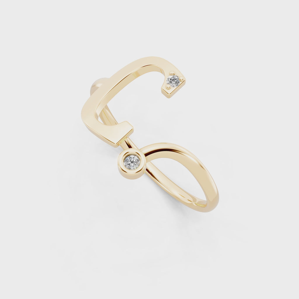 Sculptural Lab Grown Diamond-Look Ring with Bezel and Prong-Set Round Stones