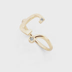 Sculptural Lab Grown Diamond-Look Ring with Bezel and Prong-Set Round Stones