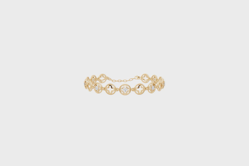 Elegant Clover Motif Circle Station Lab Created Diamond Bracelet for Everyday Styling