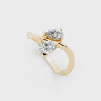 Modern Avelisse Twin Pear Cut Lab Grown Diamond Toi et Moi Ring