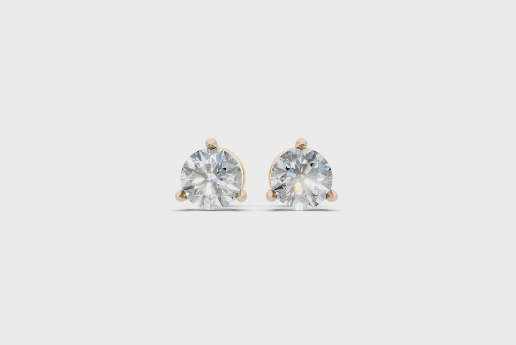 Classic Round Lab Grown Diamond Solitaire Stud Earrings with Refined Three-Prong Setting