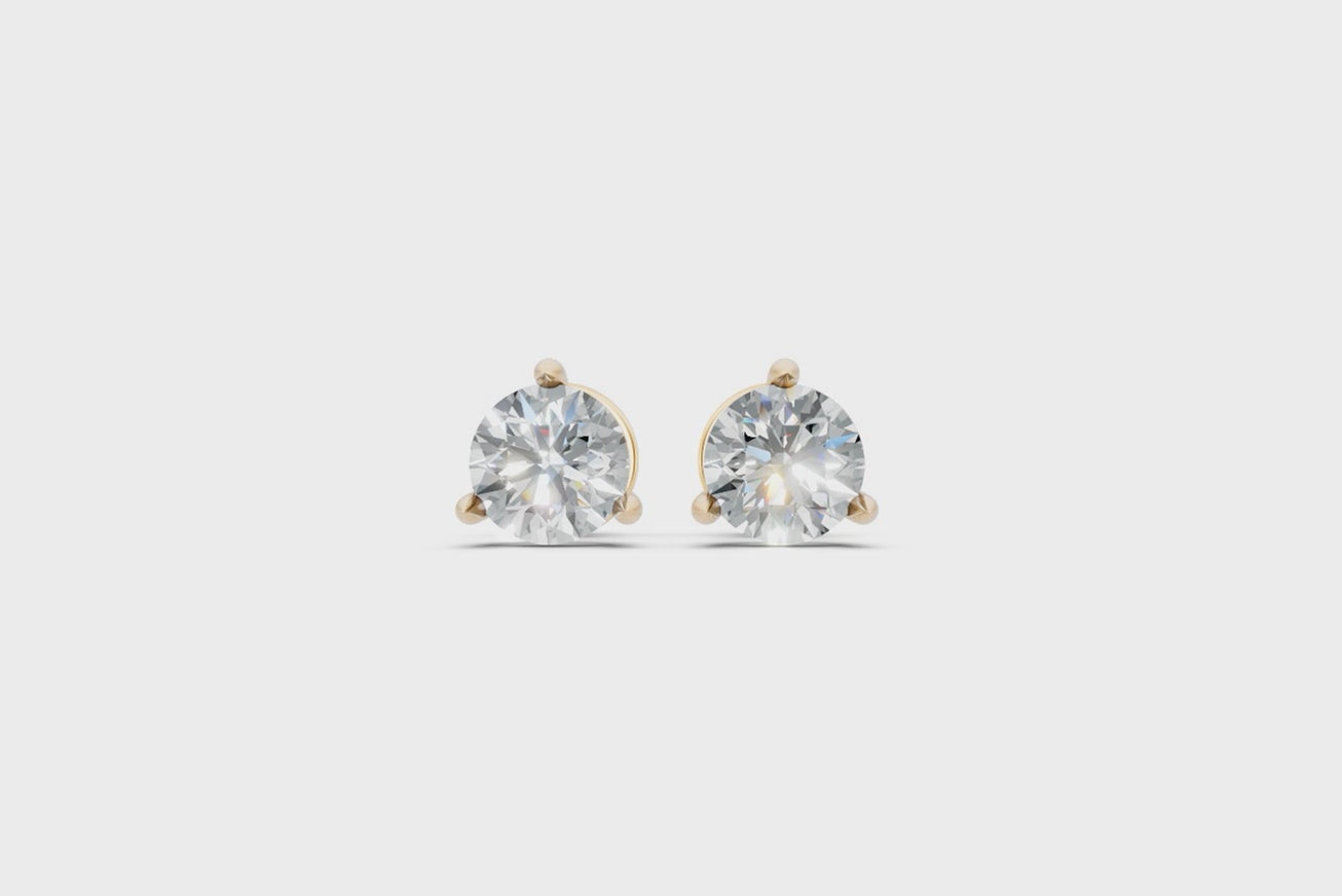 Classic Round Lab Grown Diamond Solitaire Stud Earrings with Refined Three-Prong Setting
