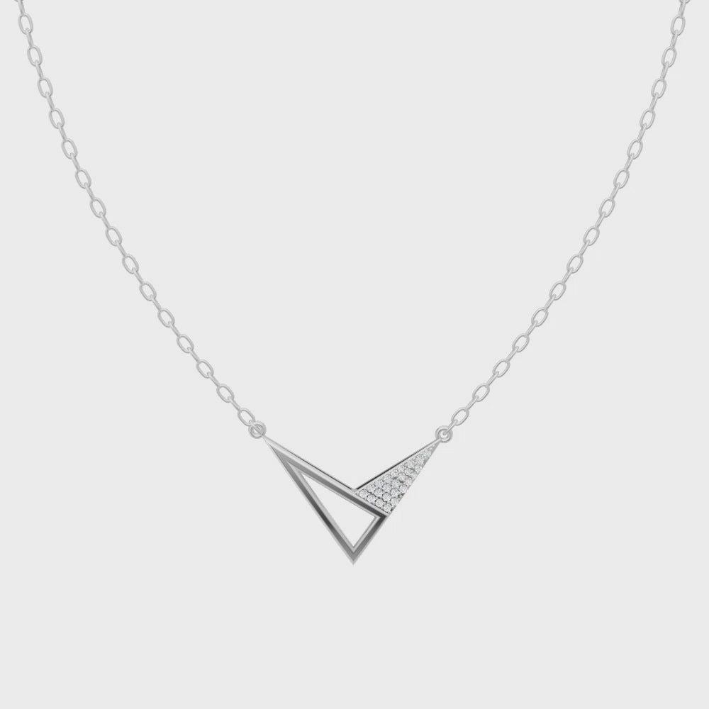 Aurevine Pave Chevron Lab Grown Diamond Pendant Necklace for Women