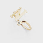 Initial N Open Ring with Lab Grown Round Brilliant Diamond