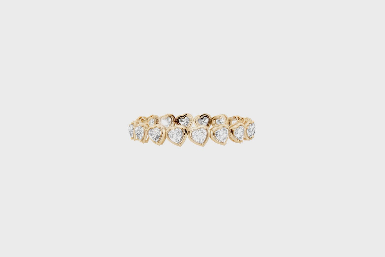 Romantic White or Rose or Gold Heart Lab Created Diamond Bracelet for Proposal Gift
