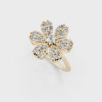 Elegant Floral Cluster Lab Grown Diamond Ring in Gold for Gift & Occasion Wear