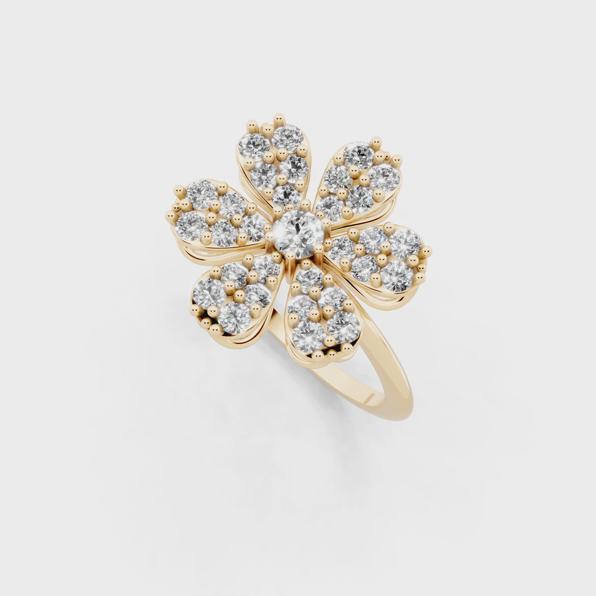Elegant Floral Cluster Lab Grown Diamond Ring in Gold for Gift & Occasion Wear