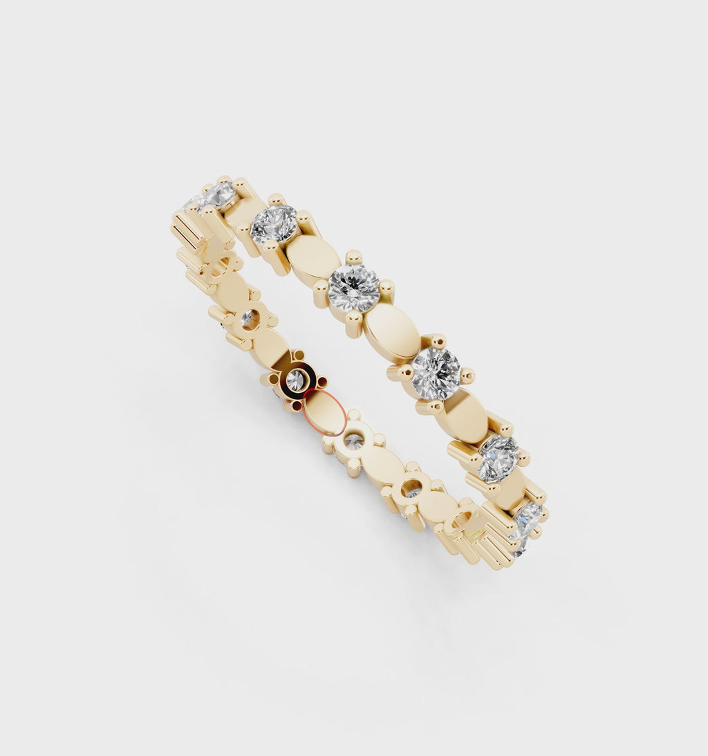 Minimalist Round Cut Lab Grown Diamond Oval Band Ring for Her