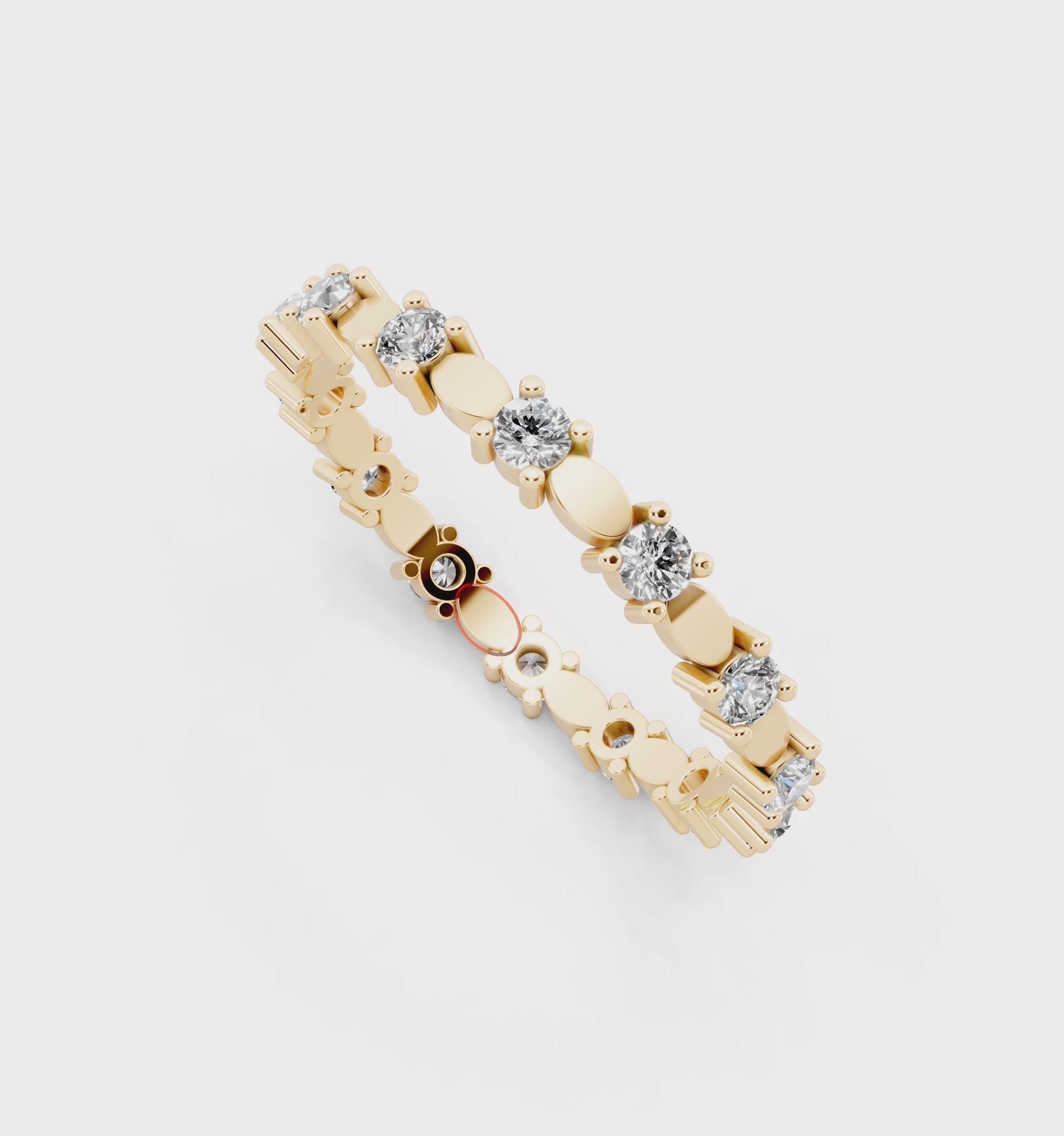 Minimalist Round Cut Lab Grown Diamond Oval Band Ring for Her