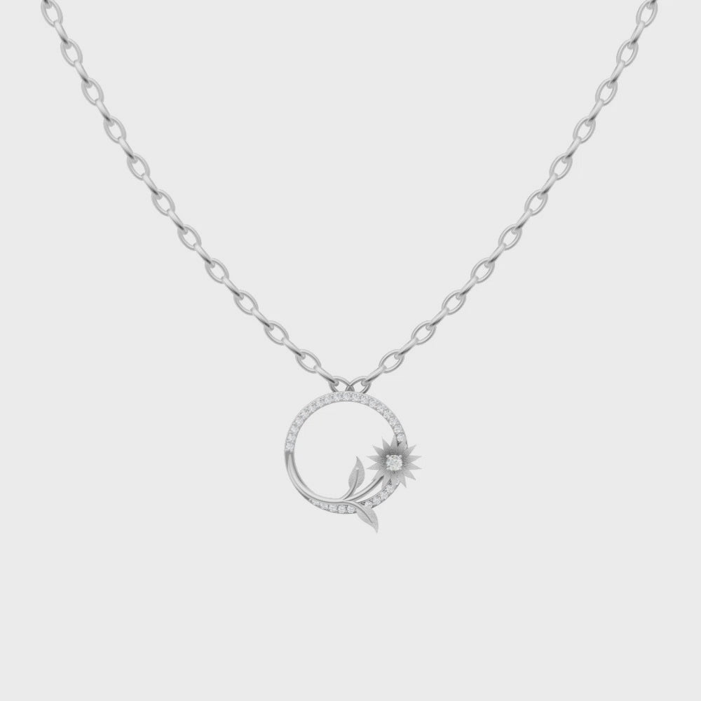 Solenne Bloom Halo Lab Created Diamond Pendant Necklace for Women