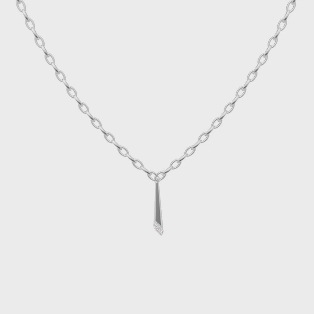 Minimal Pave Edge Pendant Necklace for Luxury Styling with Round Brilliant Lab Created Diamonds