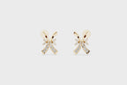 Aurelia Prism Kite Stud Earrings in Gold with Round Brilliant Lab Grown Diamonds