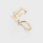 Modern Architectural Statement Diamond Ring with Sparkling Accents