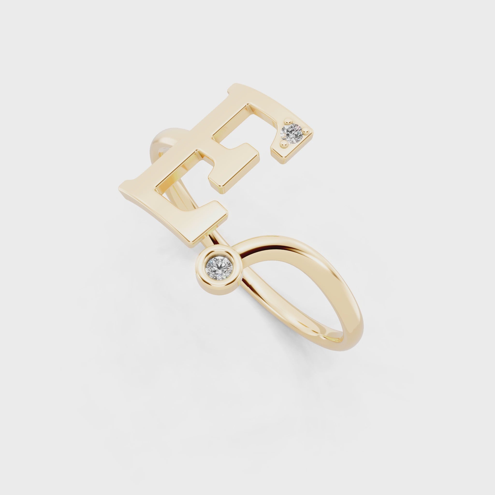 Modern Architectural Statement Diamond Ring with Sparkling Accents