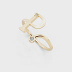 Modern Open Letter Ring in Yellow, White, Rose Gold with Sparkling Accent Stones