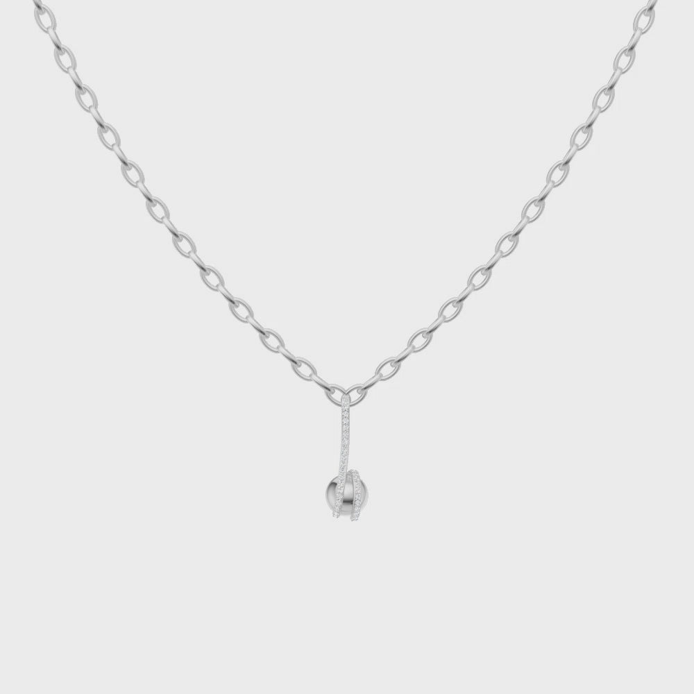 Sculptural Orb Lab Grown Diamond Pendant Necklace with Pave Accents