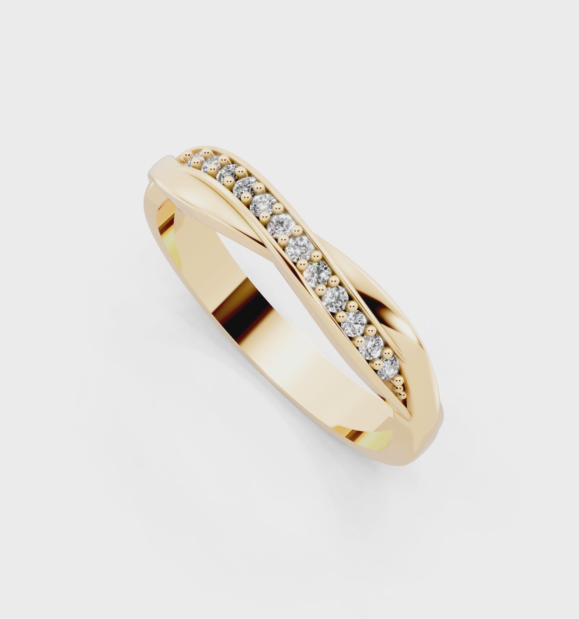 Aureve Twist Pave Crossover Ring with Brilliant Lab Grown Diamonds