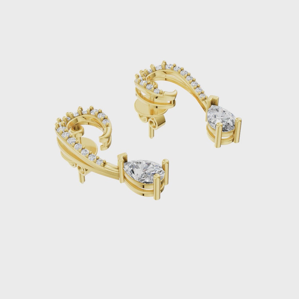 Elegant Open Hoop Stud Lab Created Earrings with Pavé-Style Sparkle for Women