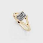 Premium Emerald Cut Lab Grown Diamond Statement Sculptural Design Ring