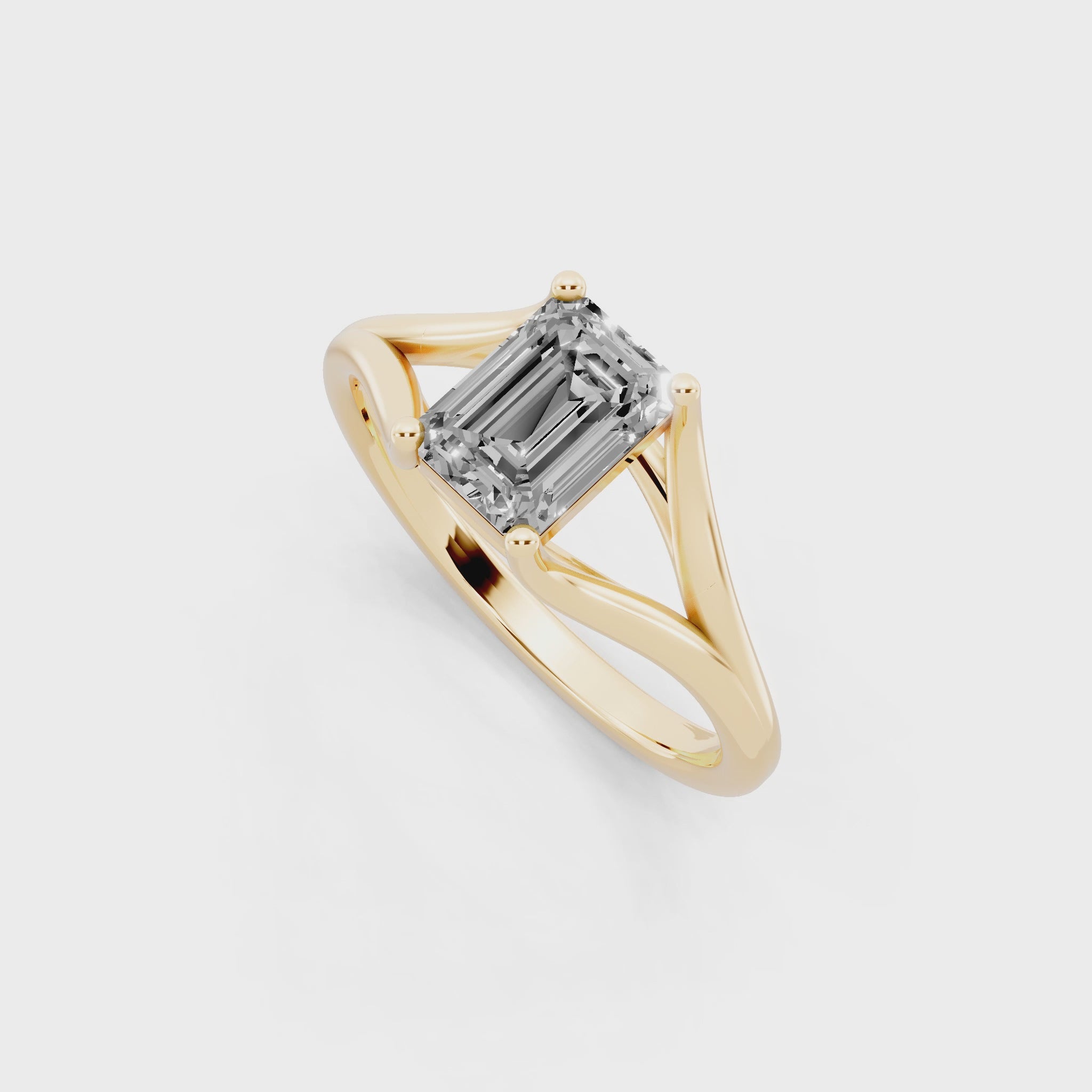 Premium Emerald Cut Lab Grown Diamond Statement Sculptural Design Ring
