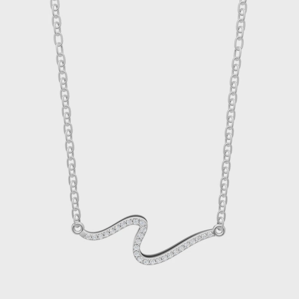 Aveline Serpentine Pave Necklace in White, Rose, Yellow Gold Tone
