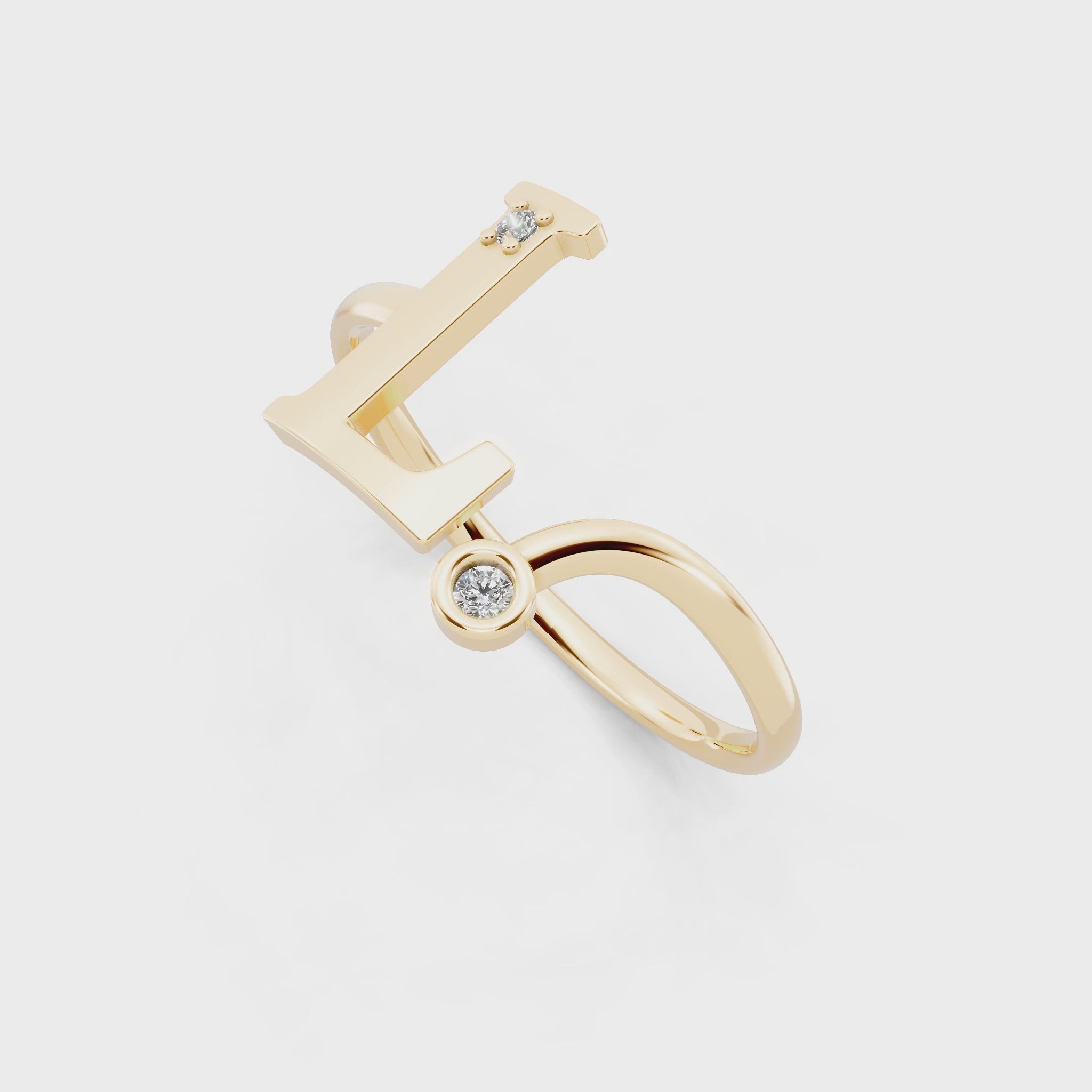 Simple 'L' Letter Lab Created Diamond Anniversary Ring for Wifey