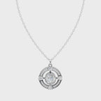 Open Circle Halo Pendant Necklace with Round Center Lab Created Stone
