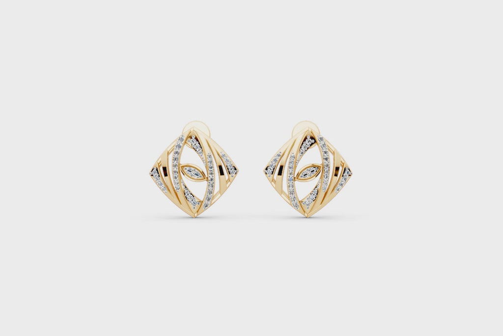 Elegant Kite Stud Earrings with Round Brilliant-Style Lab Created Diamond Accents for Women