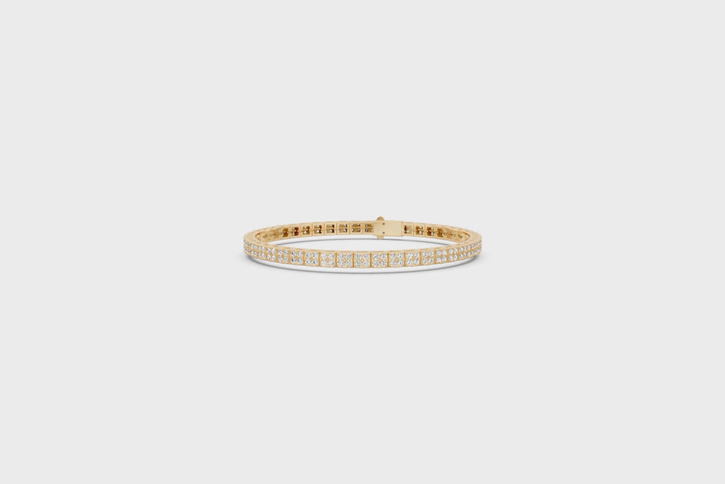 Minimalist Gold Tone Round Brilliant Lab Created Diamond Bracelet for Special Occasion Wear