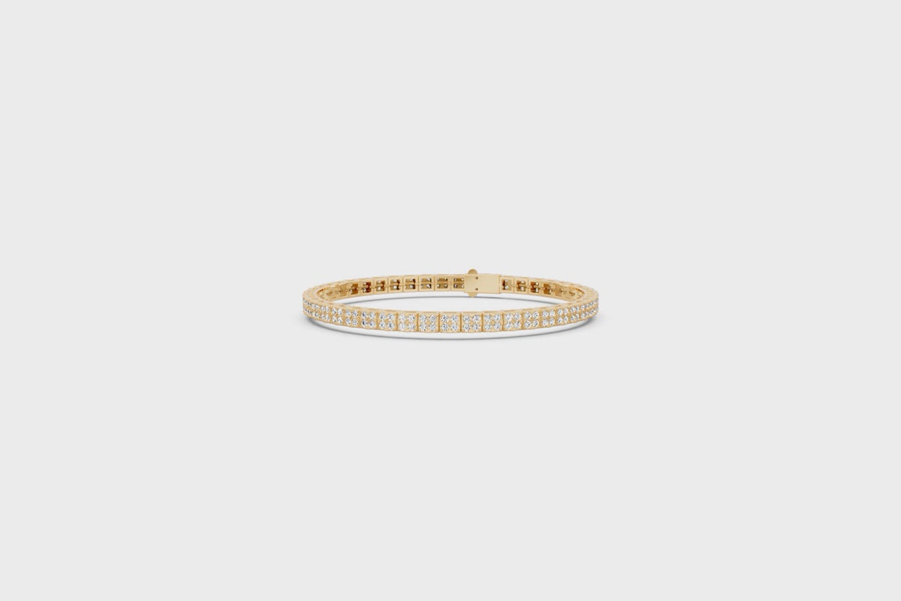 Minimalist Gold Tone Round Brilliant Lab Created Diamond Bracelet for Special Occasion Wear