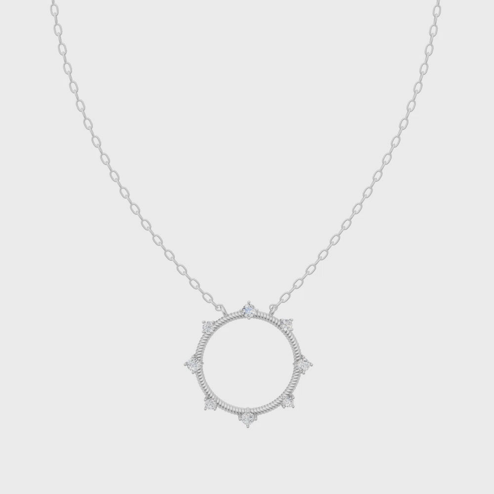 Modern Halo Lab Created Diamonds Pendant Necklace with Star-Inspired Sparkle