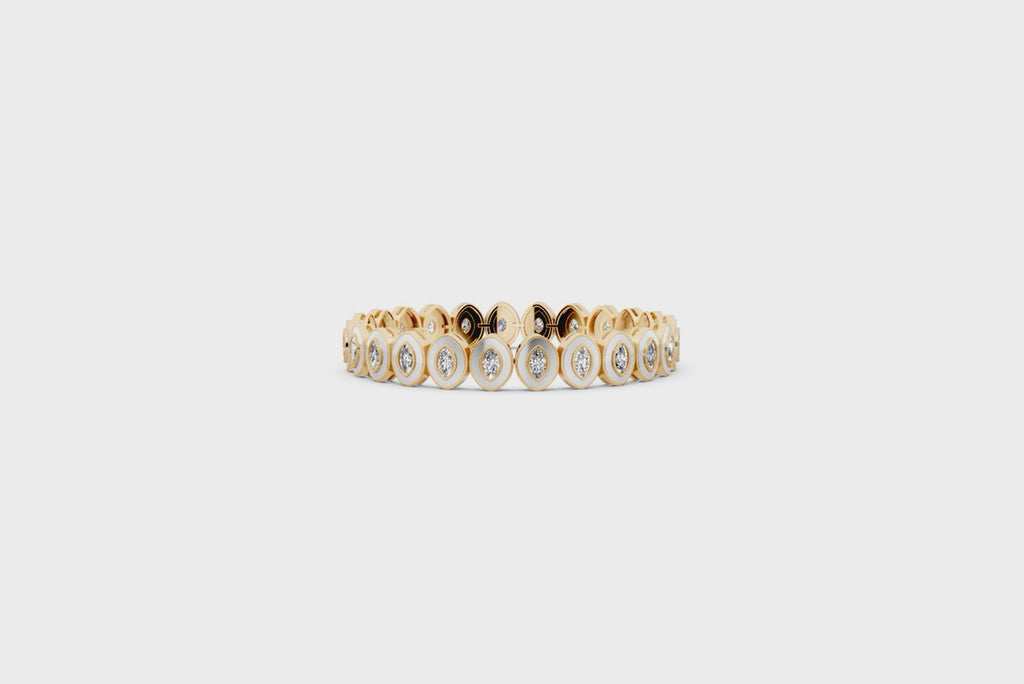 Golden Aura Oval Halo Bezel Lab Grown Diamond Bracelet in 10 or 14 or 18K Gold