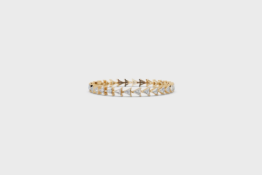Geometric Trillion-Cut Lab Created Diamond Tennis Bracelet with Arrow Link Design