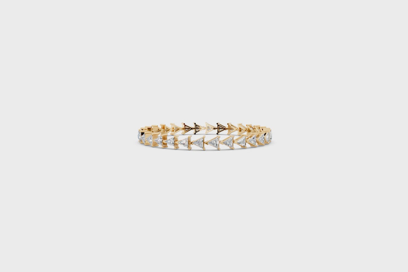 Geometric Trillion-Cut Lab Created Diamond Tennis Bracelet with Arrow Link Design
