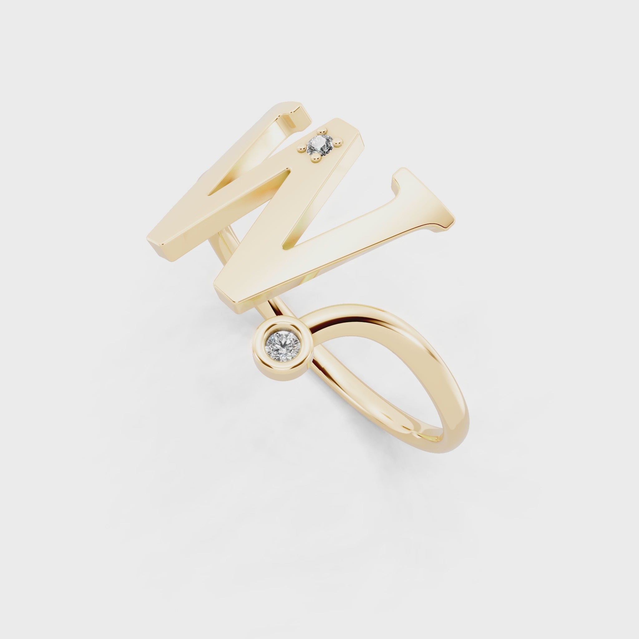 Premium W Monogram Ring with Lab Created Round Diamond