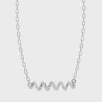 Seraphine Wave Ribbon Necklace in 10 or 14 or 18K Gold with Brilliant Lab Created Diamonds