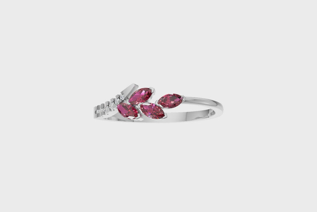 Crimson Bloom Ruby Diamond Ring