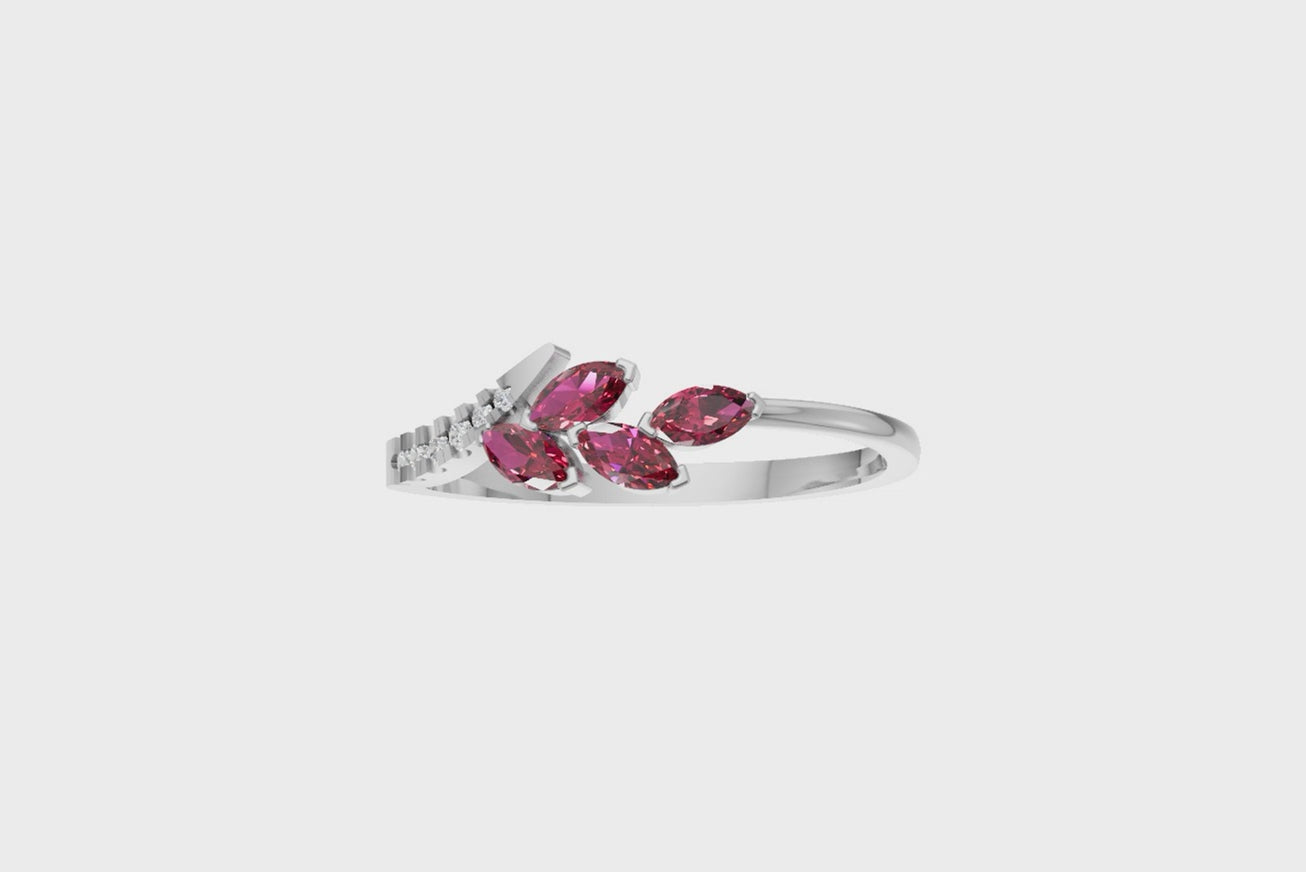Crimson Bloom Ruby Diamond Ring