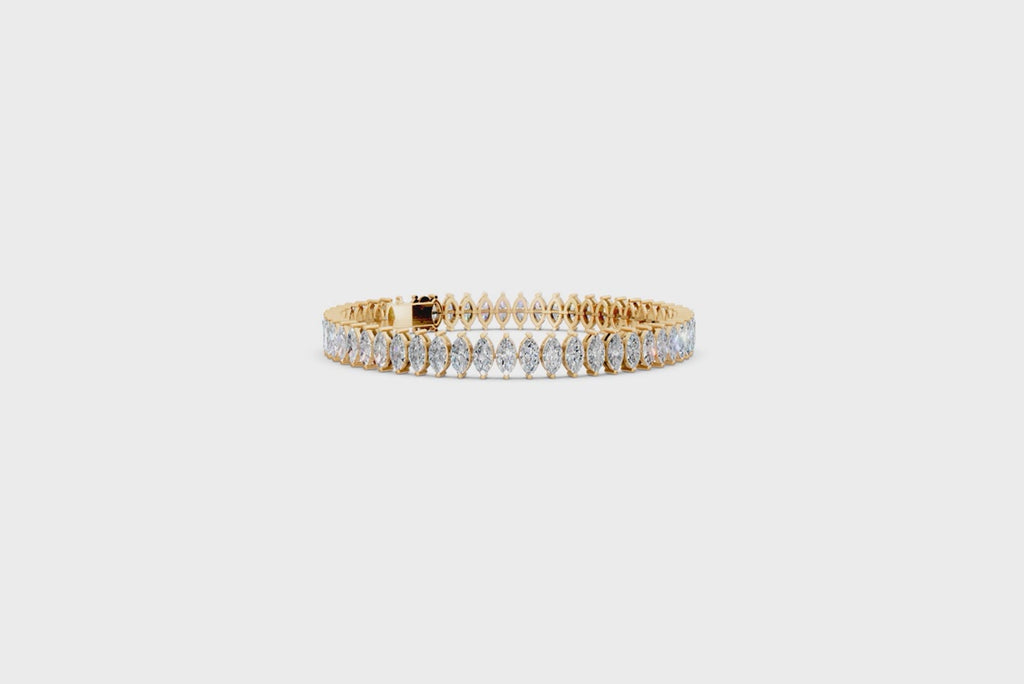 Modern Leaf Marquise Cut Lab Grown Diamond Tennis Bracelet with Luxury Styling