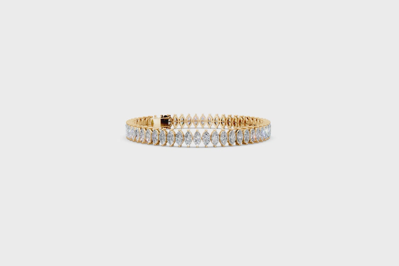 Modern Leaf Marquise Cut Lab Grown Diamond Tennis Bracelet with Luxury Styling