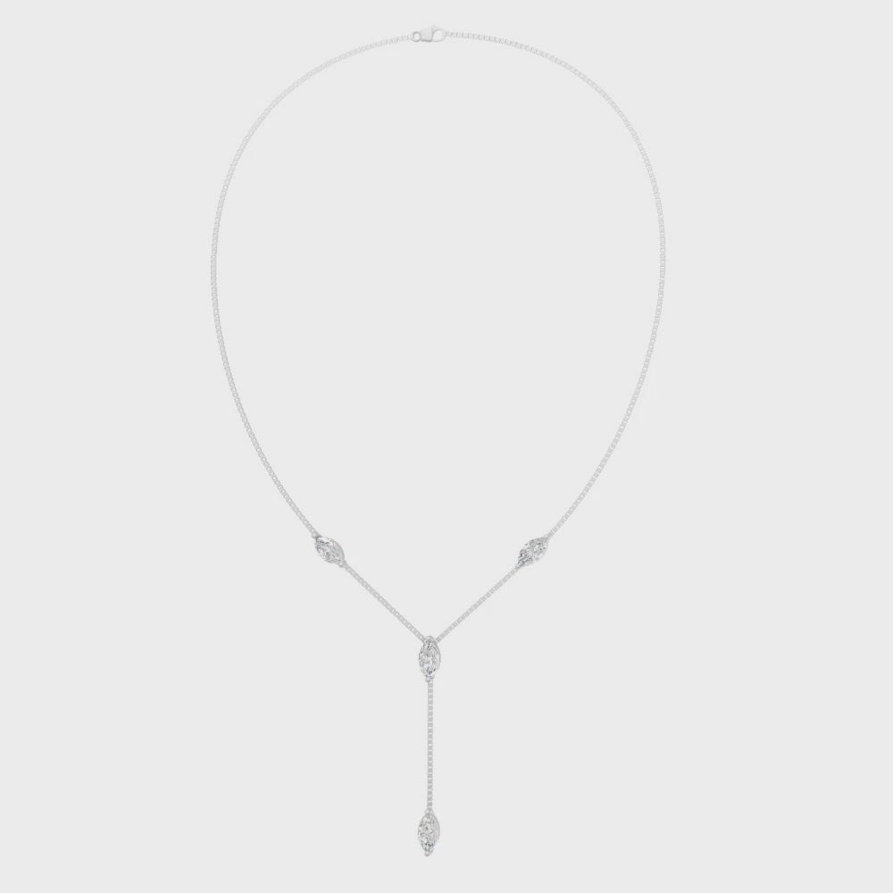 Premium Marquise Cut Station Y-Necklace in Gold with Lab Created Diamonds