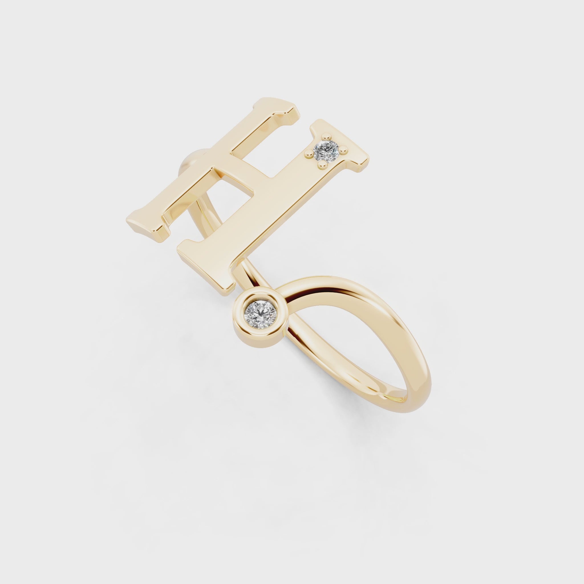 Luxury H Monogram Ring with Dual Lab Grown Diamond Look Stones