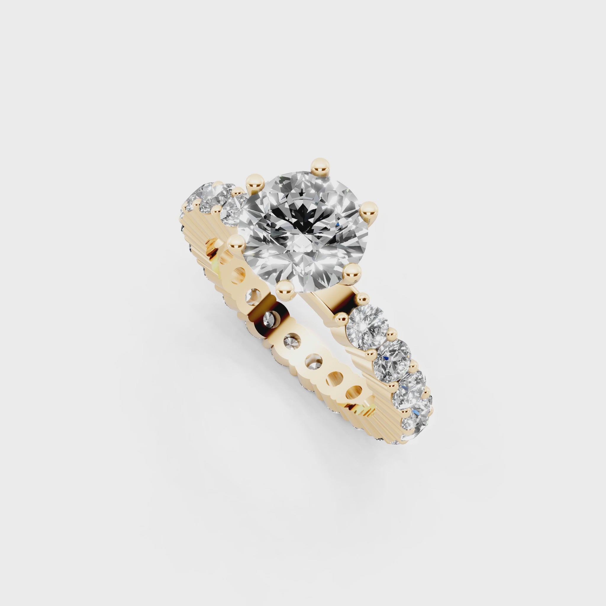 Modern Round Cut Lab Grown Diamond Center Stone Ring with Sparkling Shoulder Accents