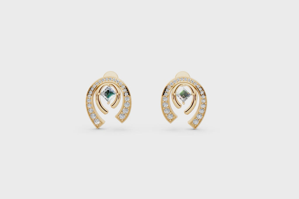 Aurelia Arch Halo Stud Lab Created Diamond Earrings for Anniversary & Birthday Gifts for Her