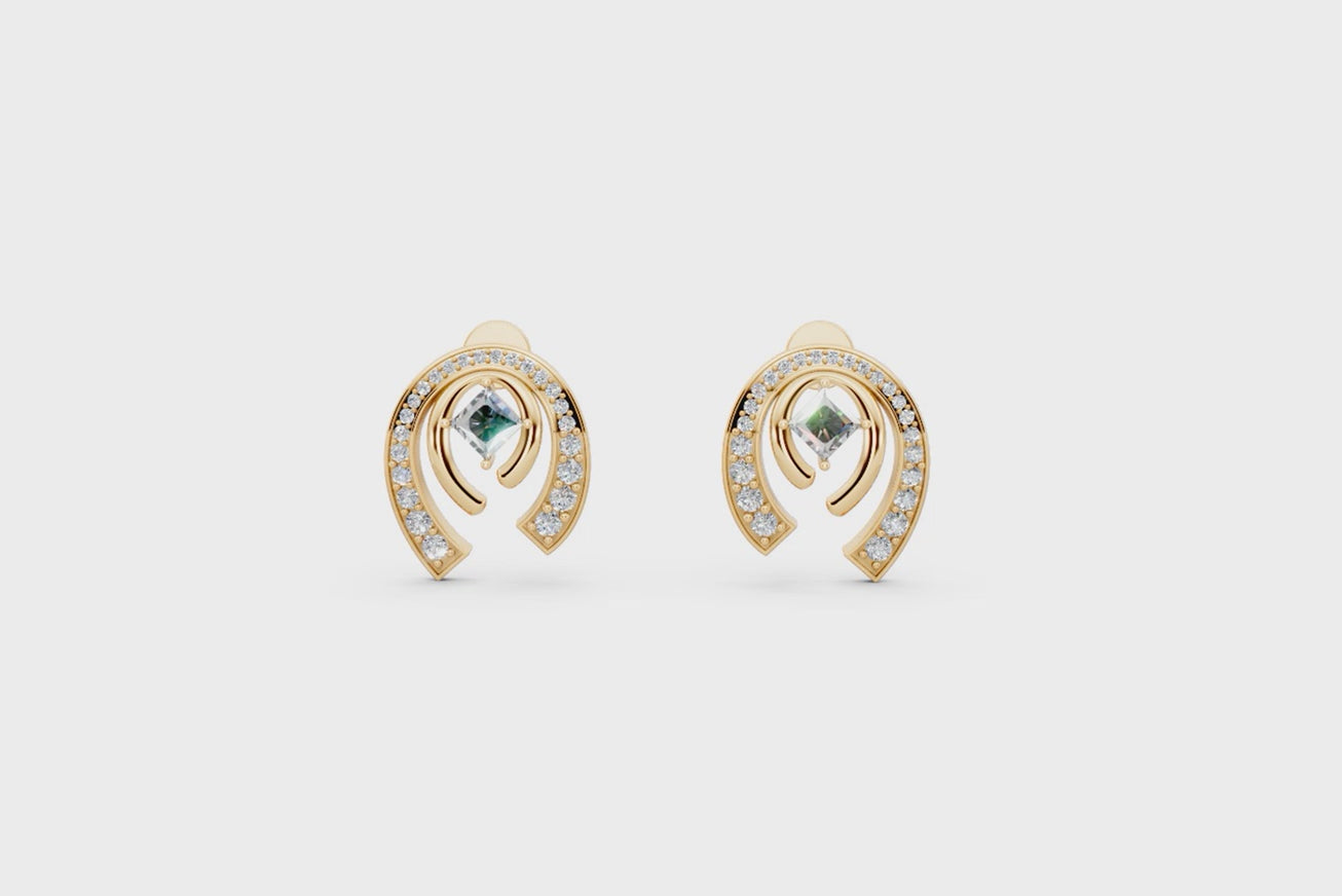 Aurelia Arch Halo Stud Lab Created Diamond Earrings for Anniversary & Birthday Gifts for Her