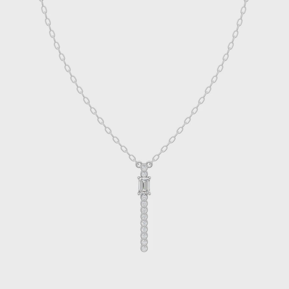 Aurelia Emerald Line Drop Lab Created Diamond Necklace for Anniversary Gift