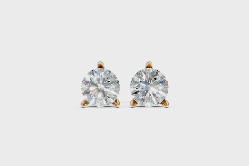 Simple Round Cut Lab Grown Diamond Solitaire Stud Earrings for Women