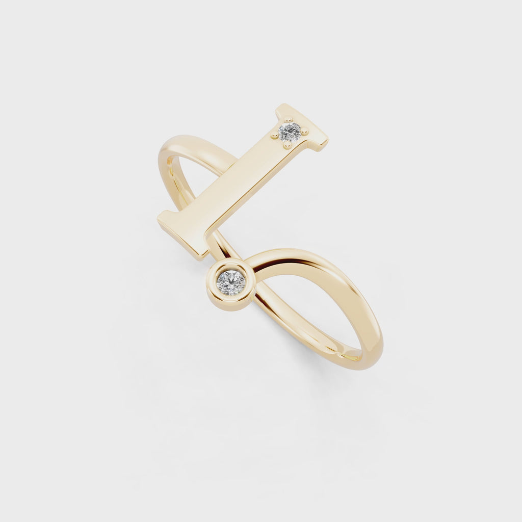 Contemporary Open Bypass Statement Ring with Lab Created White Stone Accents
