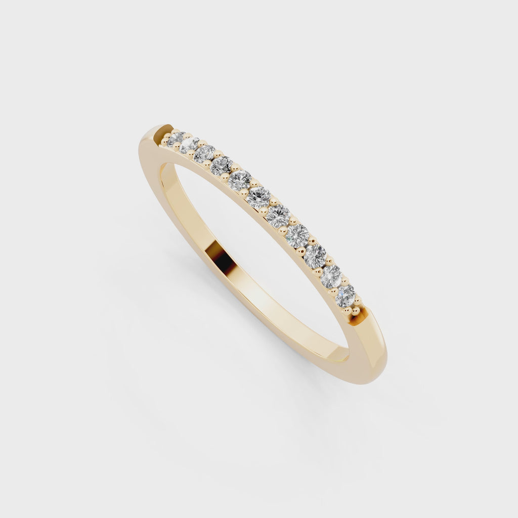 Delicate Brilliant Round Stone Lab Grown Diamond Half-Eternity Stacking Band Ring
